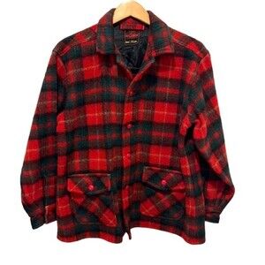 Vintage Carss Mackinaw red plaid wool button down jacket